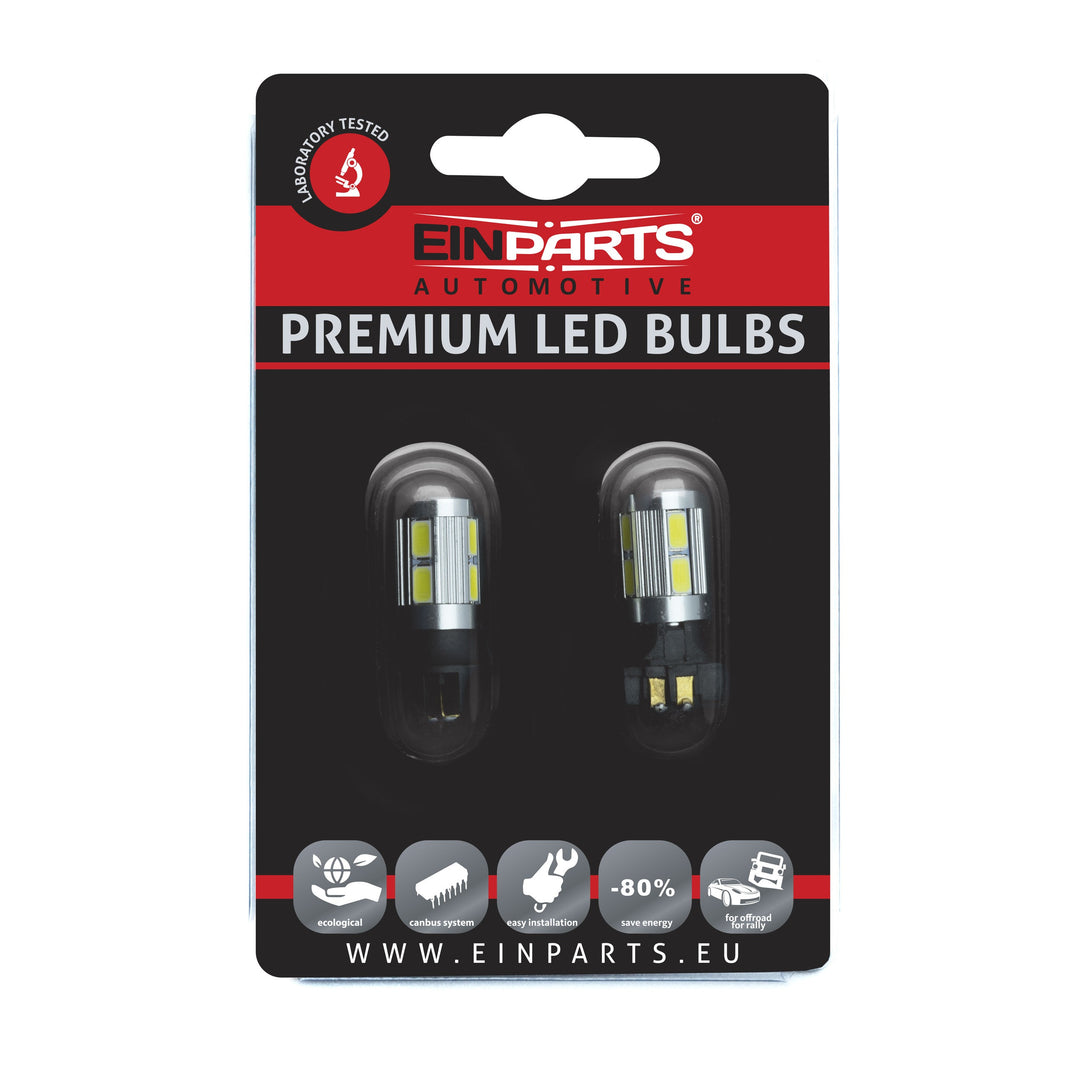 LED-lampa för bil – PW2,1x9,5d4W – WP3.3x14.53 – 6000K – 10 LED – CREE XT-E