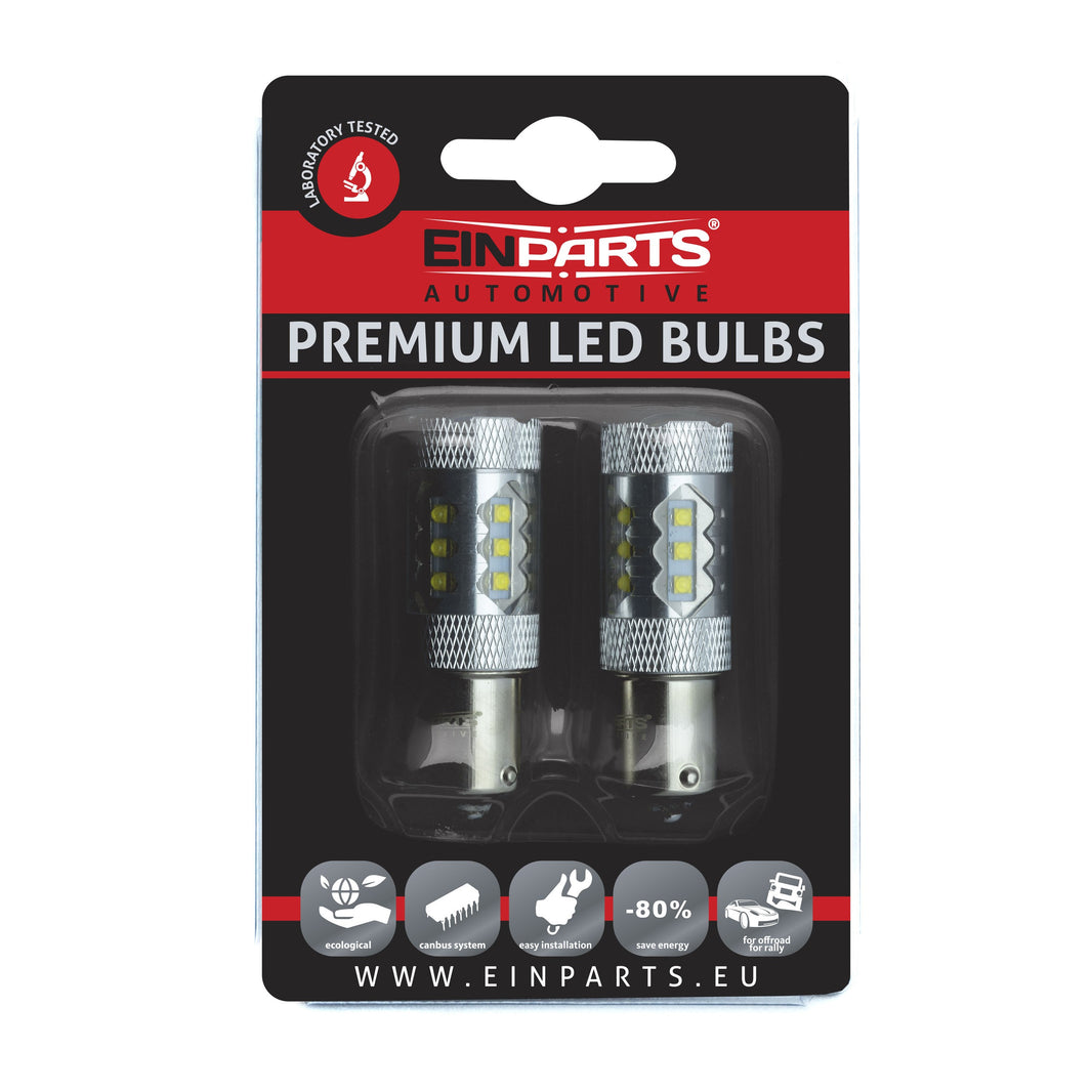 LED-lampa för bil – P21W – BA15S – 6000K – 16 LED – CREE – 2-pack