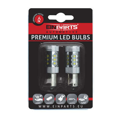 LED-lampa för bil – P21W – BA15S – 6000K – 16 LED – CREE – 2-pack
