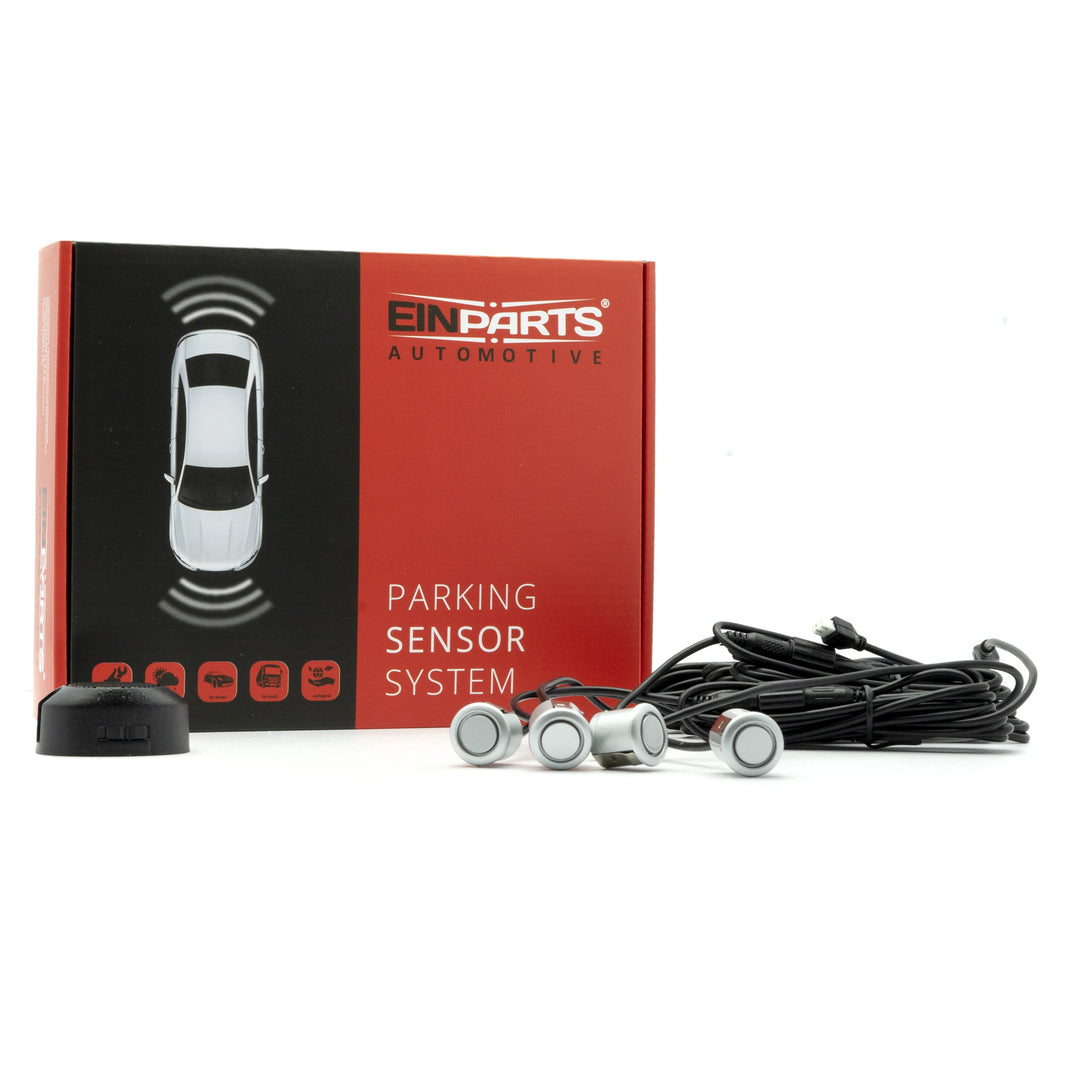 Parkeringssensor med summer – Silver – ultraljudssensor – 4 sensorer – 4x 2,5 m