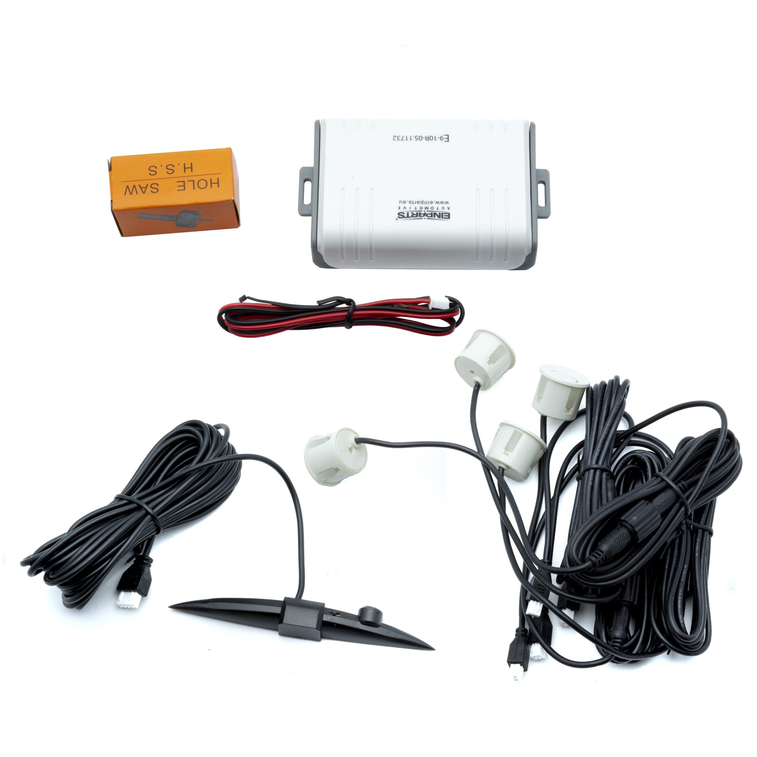 Parkeringssensor med display – Pärlvit – ultraljudssensor – 4 sensorer