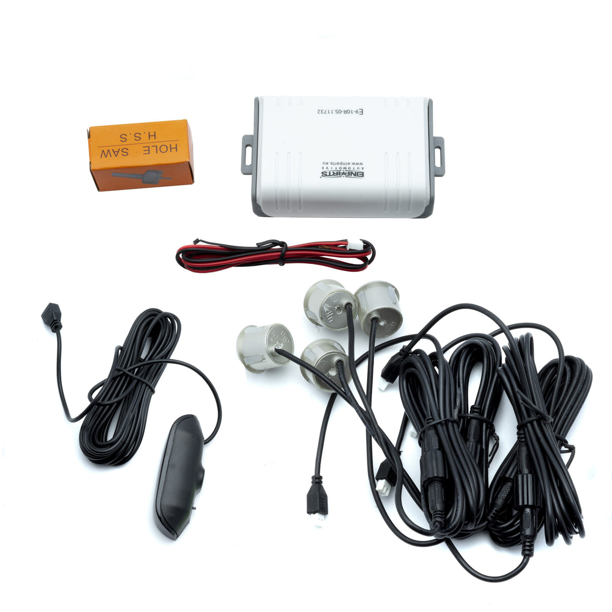 Parkeringssensor med display – Askgrå – ultraljudssensor – 4 sensorer – 4x 2,5 m