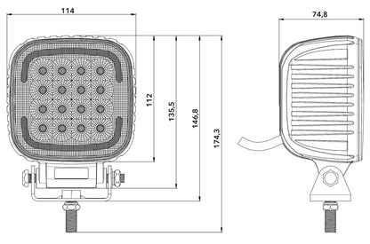 Arbetsljus Quad 80W med positionsljus – Flodljus, OSRAM LED, IP69K – användning