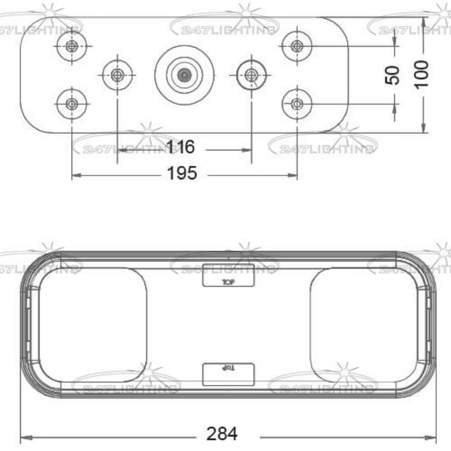 Baklampa Multifunktion LED 284 mm – 12/24V – för släp & lastbil – detaljbild