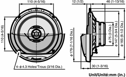 Bilhögtalare 5,25" coax TS-G1312i – 25W RMS / 130W Max – 4 Ohm – detaljbild