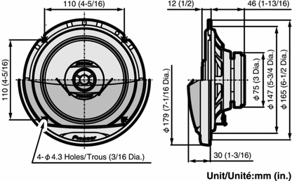 Bilhögtalare 6,5" coax TS-G1712i – 35W RMS / 170W Max – 4 Ohm – detaljbild