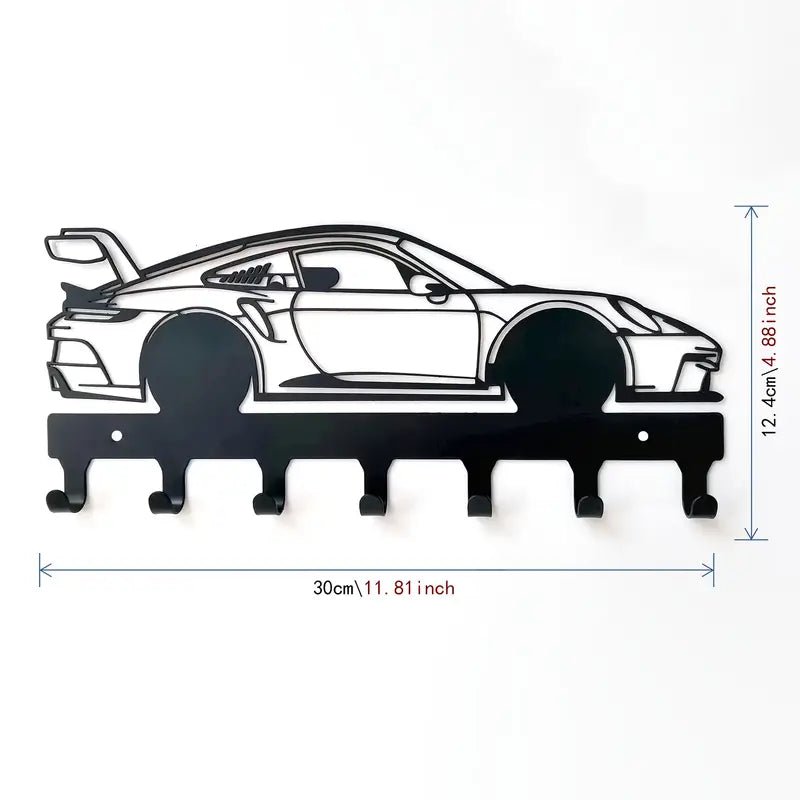 Bilnyckelhållare till Porsche GT3 RS – väggmonterad metall – närbild detaljer | Carlevel