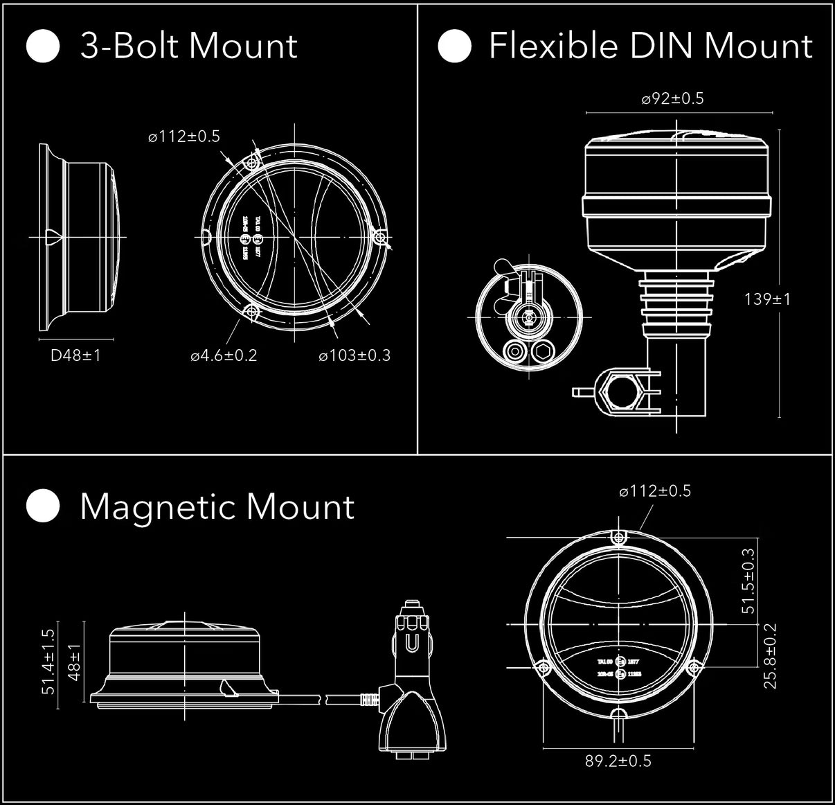 Blixtljus Beacon Mini LED 12–24V – Magnetfäste, orange, E-godkänd – detaljbild