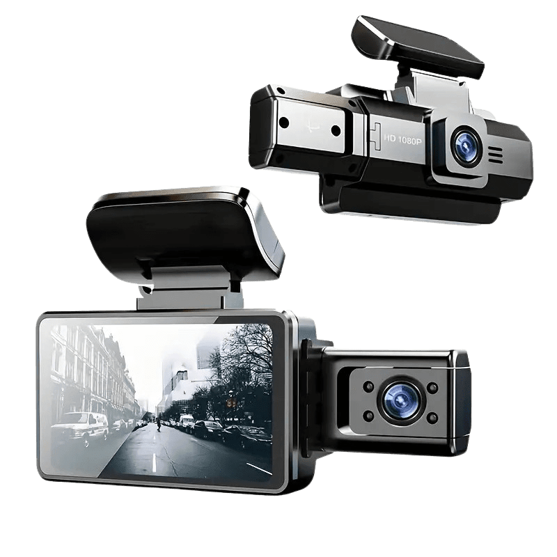 Dashcam med HD Dubbelinspelning – 3” Skärm för Bilsäkerhet och Övervakning - Carlevel - 