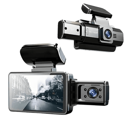 Dashcam med HD Dubbelinspelning – 3” Skärm för Bilsäkerhet och Övervakning - Carlevel - 