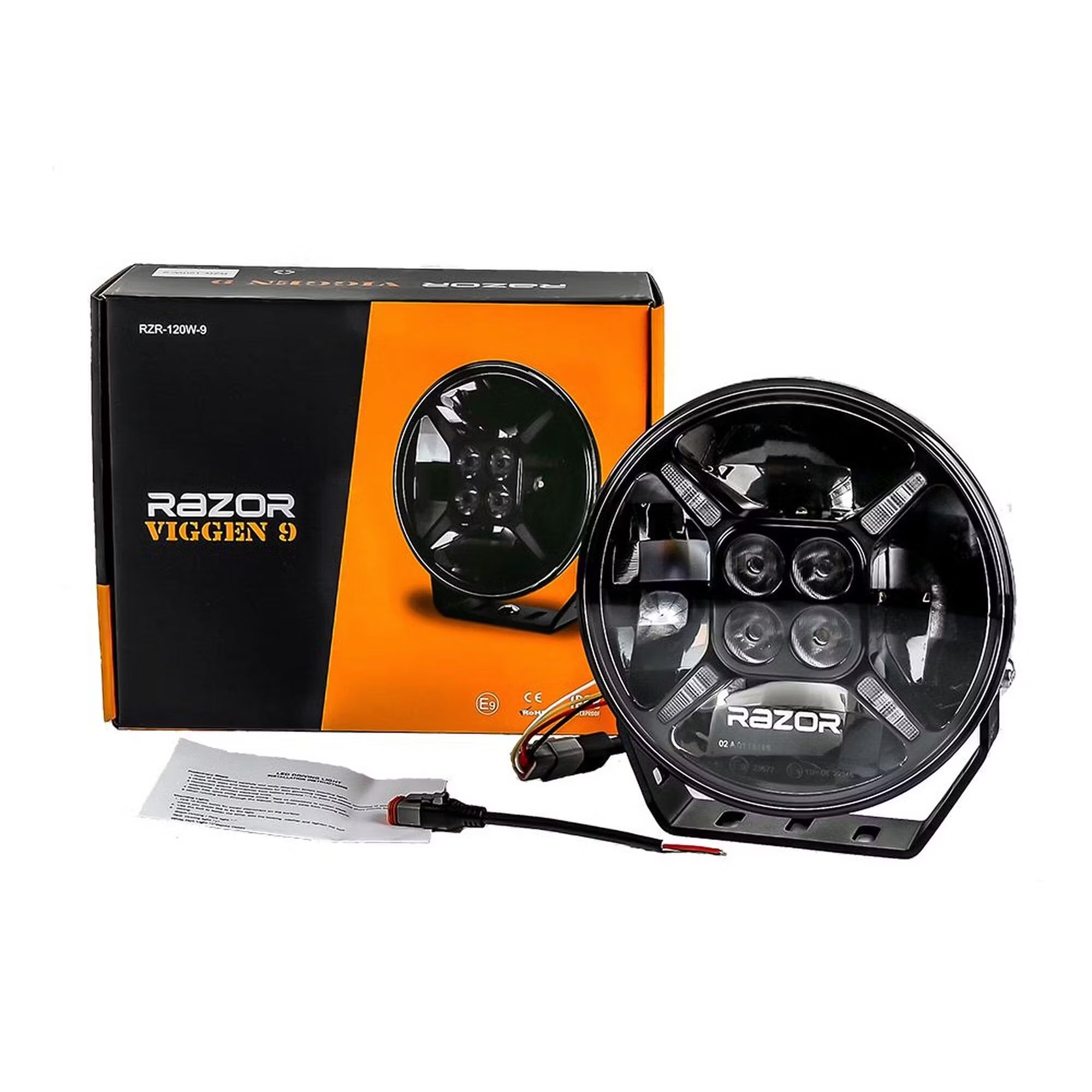 Extraljuspaket 3 st Razor Viggen 9" – med fäste och kablage – användning