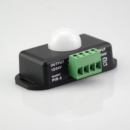 IR-sensor 12–24V – Rörelsesensor med justerbar timer, svart eller vit – produktbild
