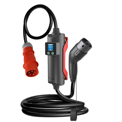 Laddkabel Typ 2 3-fas 11 kW 400 V Evconnect med LCD och RFID – smart laddkabel Mode 2 – närbild detaljer | Evconnect