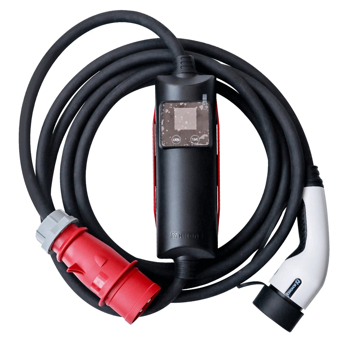 Laddkabel Typ 2 3-fas 11 kW 400 V Evconnect med LCD och RFID – smart laddkabel Mode 2 – produktbild framifrån | Evconnect