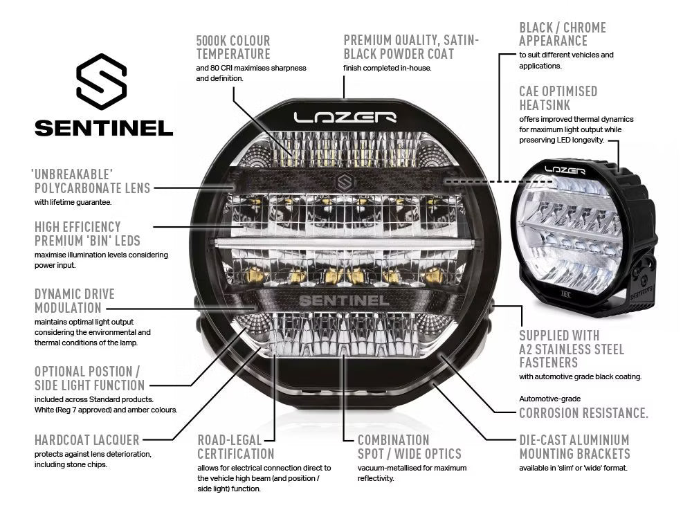 LED Extraljus Sentinel Black 7" med E-Boost 62W – närbild
