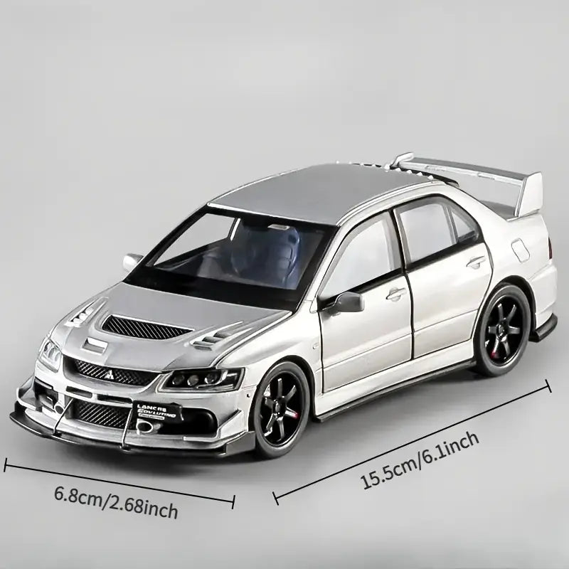 Mitsubishi Lancer Evolution Modellbil  – Samlarmodell i Metall med Displaybas