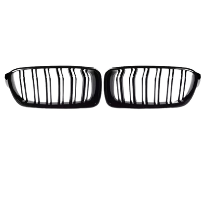Njurgrill till BMW 3-serie F30/F35 2012–2019 – glanssvart kolfibermönster – närbild detaljer | Carlevel
