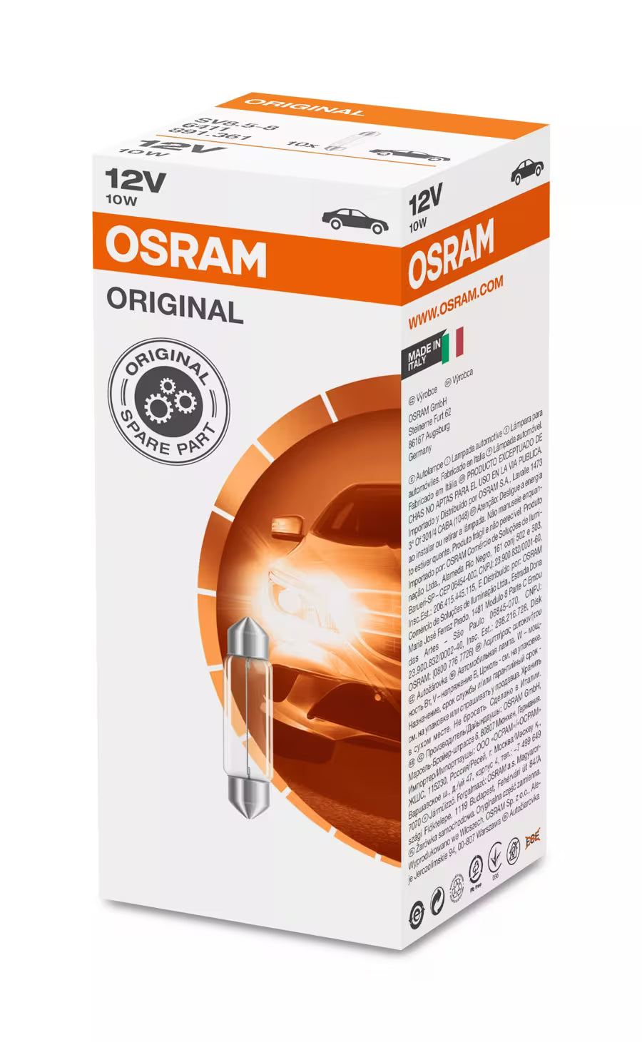 OSRAM ORIGINAL FESTOON – 10w – 12V – produktvy från sidan | OSRAM