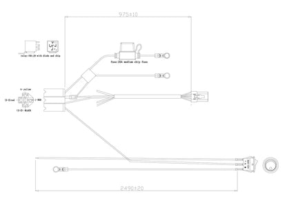 LED Extraljus Reläkabelsats med DT6-kontakt – För Razor Dragon 9" & 12V – närbild