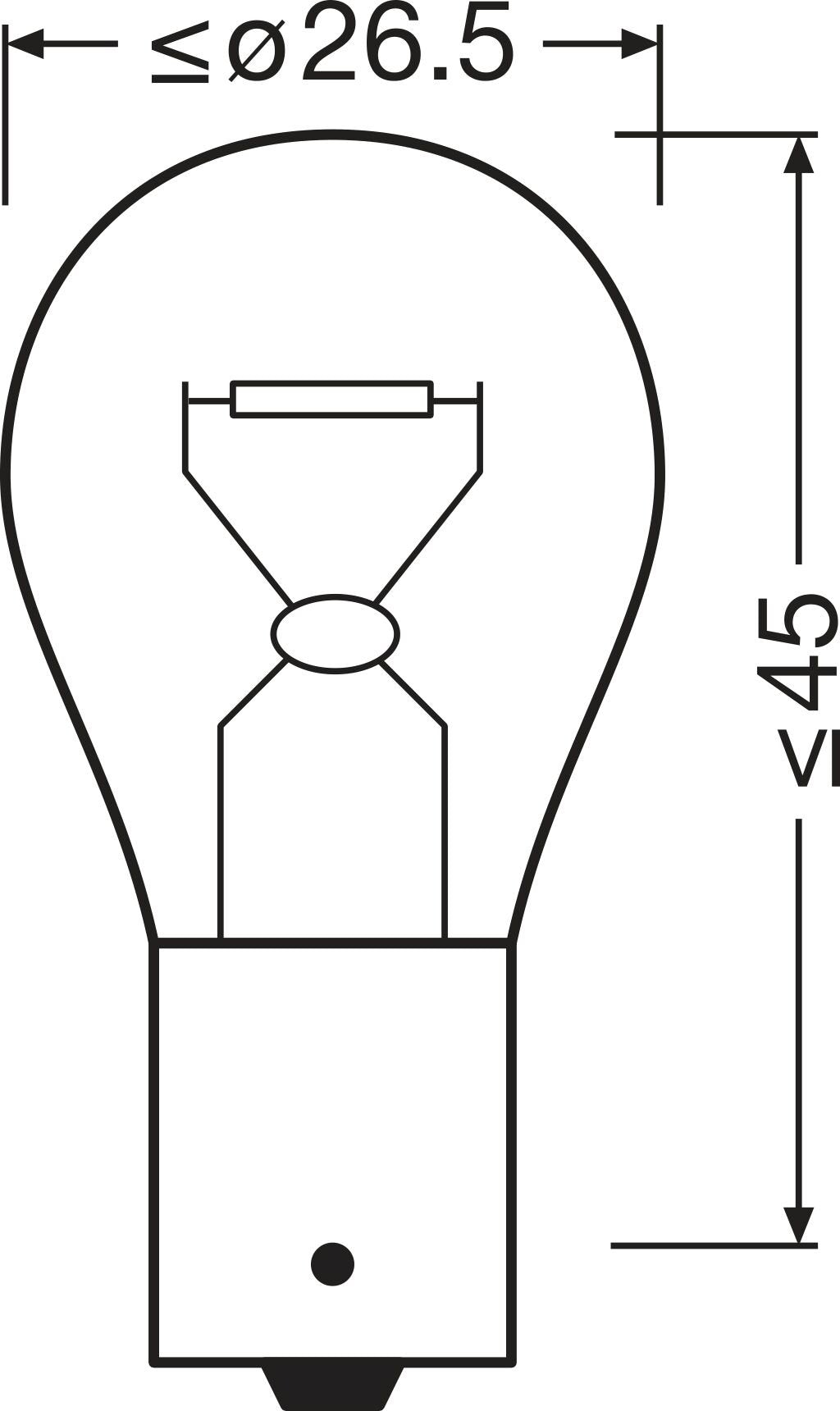 OSRAM ORIGINAL – METAL BASE – P21W – 24V – produktvy från sidan | OSRAM