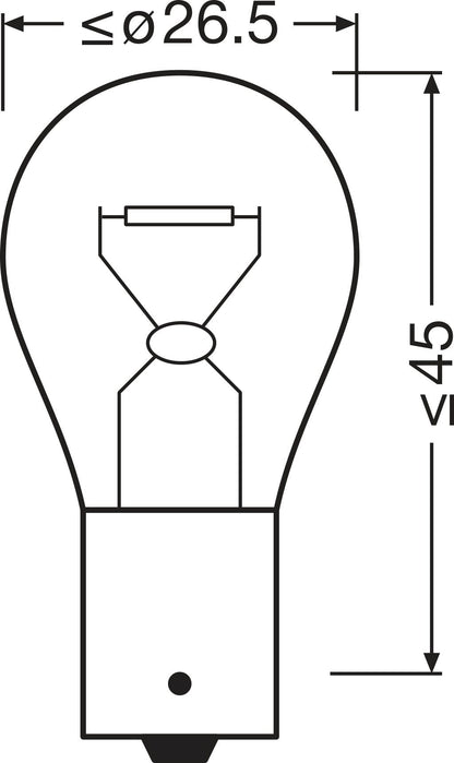 OSRAM ORIGINAL – METAL BASE – P21W – 24V – produktvy från sidan | OSRAM