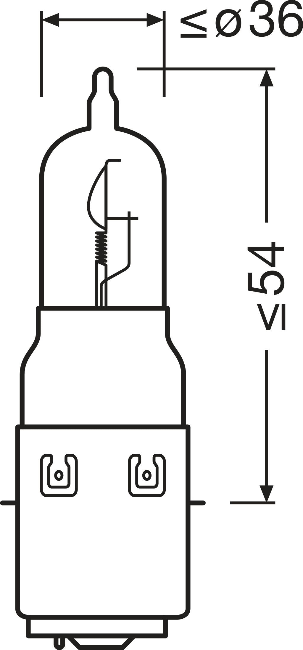 OSRAM ORIGINAL LINE – S2 – 12 V – 3535 W – produktvy från sidan | OSRAM