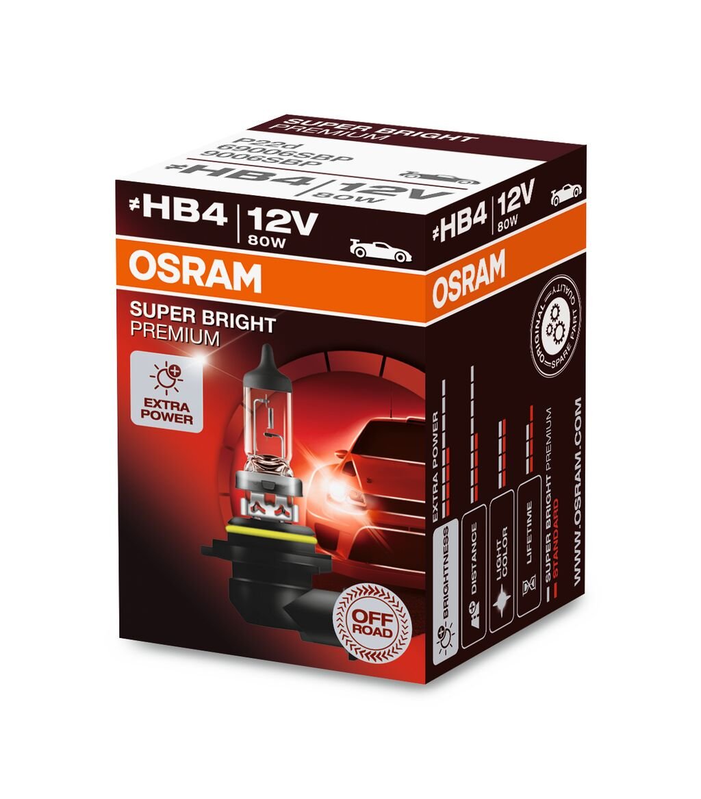 Osram SUPER BRIGHT PREMIUM – 80W – HB4/9006 – produktvy från sidan | OSRAM