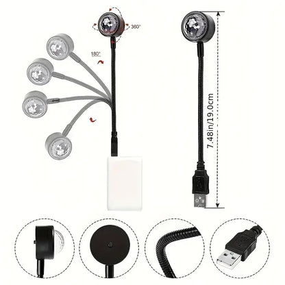 Stjärnbelysning musikstyrd USB LED taklampa för bilen – närbild detaljer | Carlevel
