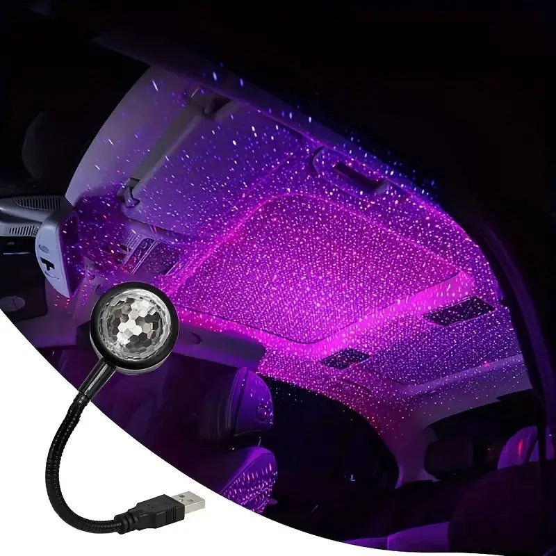 Stjärnbelysning musikstyrd USB LED taklampa för bilen – produktbild framifrån | Carlevel