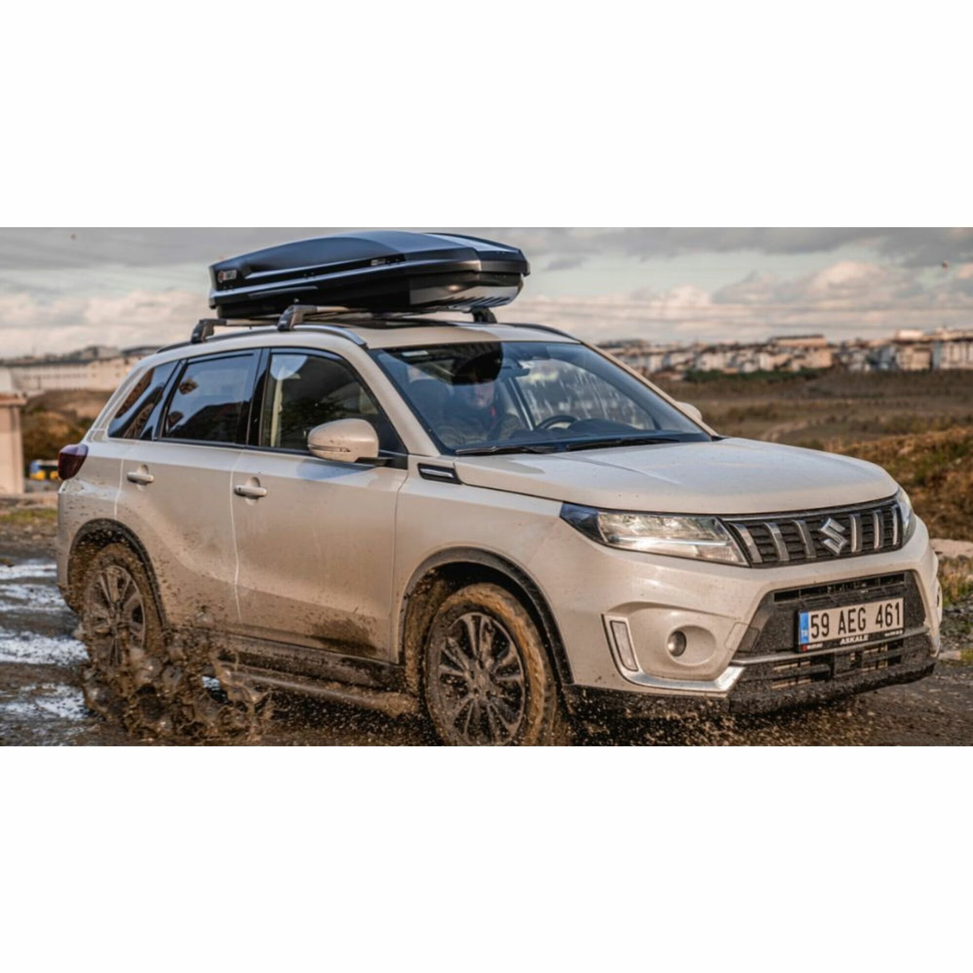 Takbox Turtle EVO Space 310 liter blanksvart – dubbelsidig öppning – användning – Lasta & Dra > Takboxar