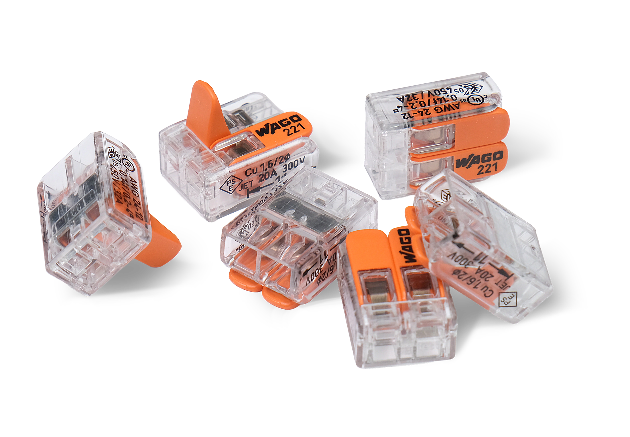 Wago 221 – 412 Splicing connector with levers – 2 – conductor 100 – P – produktbild framifrån | Wago