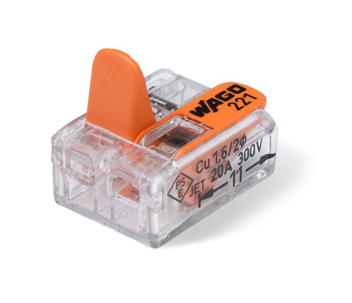 Wago 221 – 412 Splicing connector with levers – 2 – conductor 30 – P – produktvy från sidan | Wago