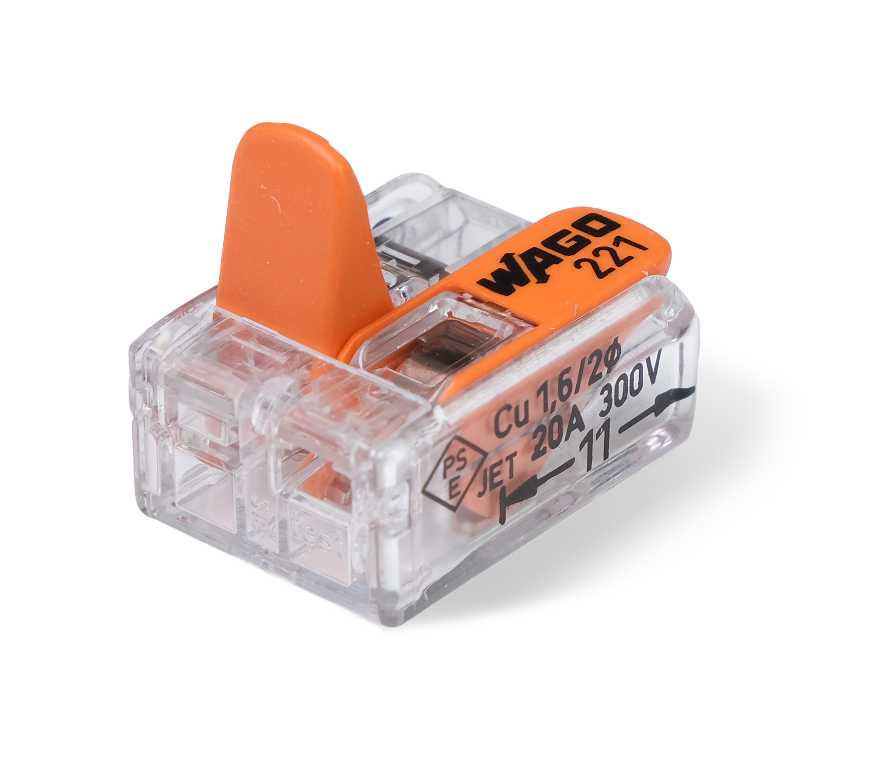 Wago 221 – 412 Splicing connector with levers – 2 – conductor 30 – P – produktvy från sidan | Wago