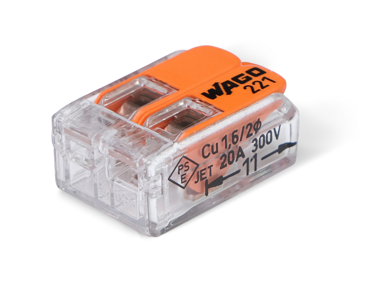 Wago 221 – 412 Splicing connector with levers – 2 – conductor 100 – P – närbild detaljer | Wago
