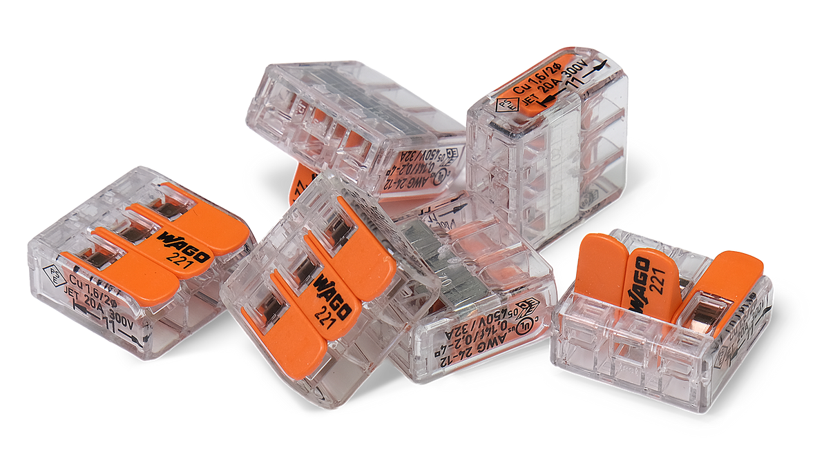 Wago 221 – 413 Splicing connector with levers – 3 – conductor 50 – P – produktbild framifrån | Wago