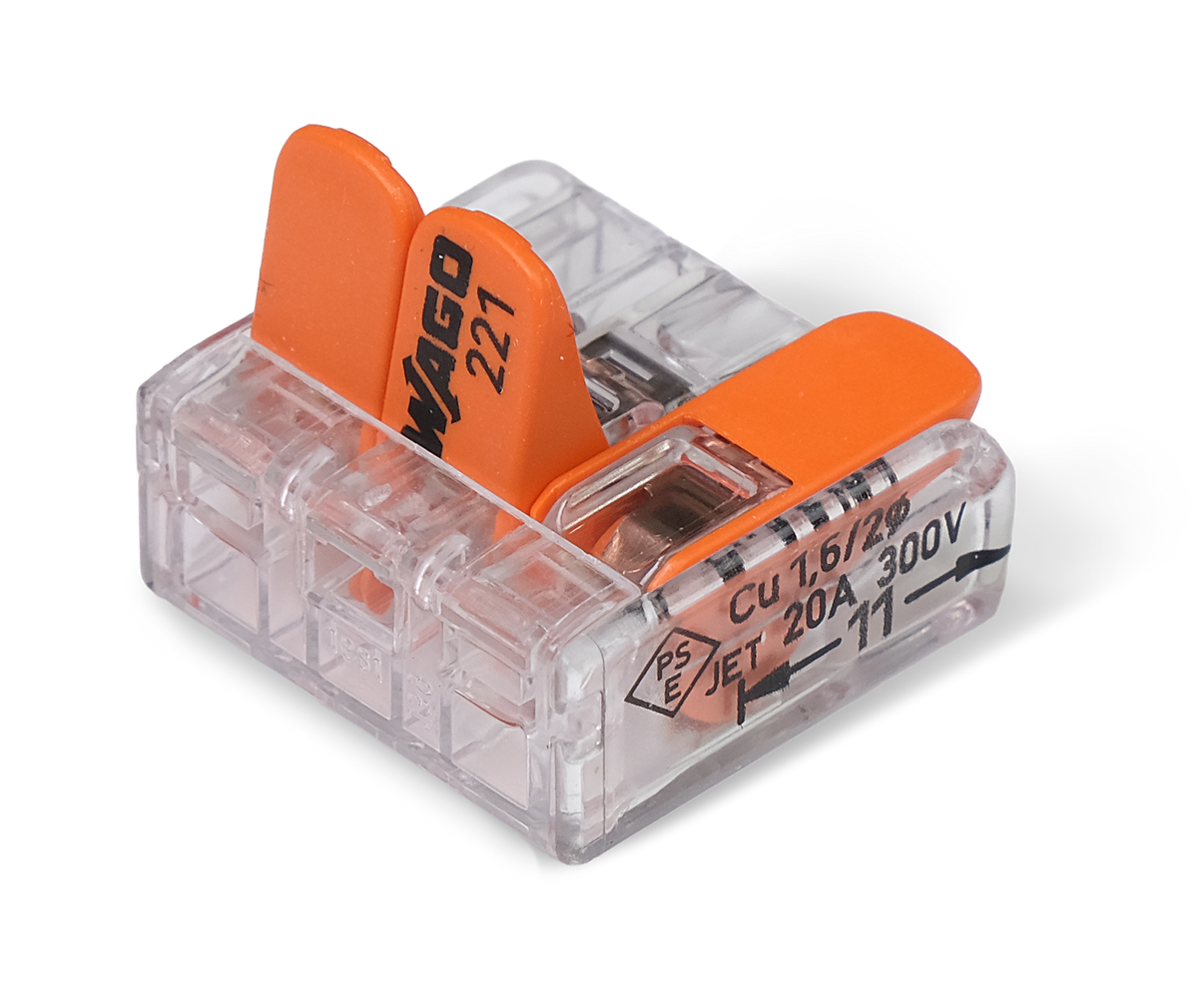 Wago 221 – 413 Splicing connector with levers – 3 – conductor 10 – P – produktvy från sidan | Wago