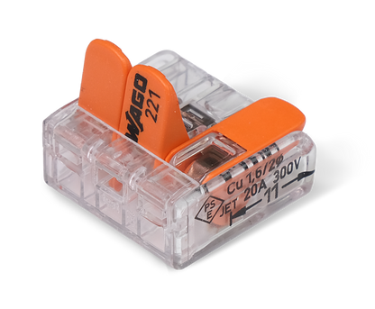 Wago 221 – 413 Splicing connector with levers – 3 – conductor 10 – P – produktvy från sidan | Wago