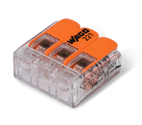Wago 221 – 413 Splicing connector with levers – 3 – conductor – produktbild framifrån | Wago