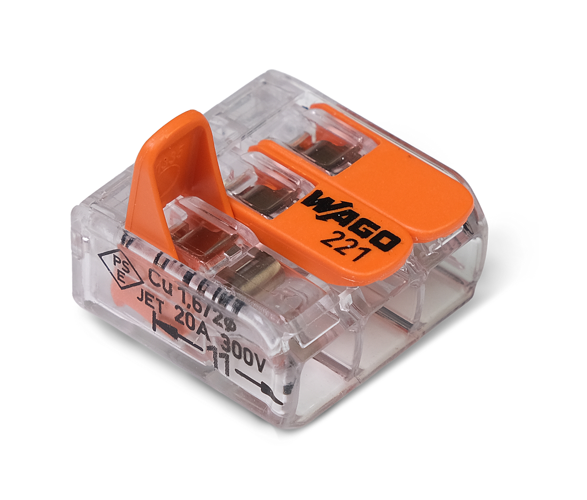 Wago 221 – 413 Splicing connector with levers – 3 – conductor 100 – P – i användning | Wago