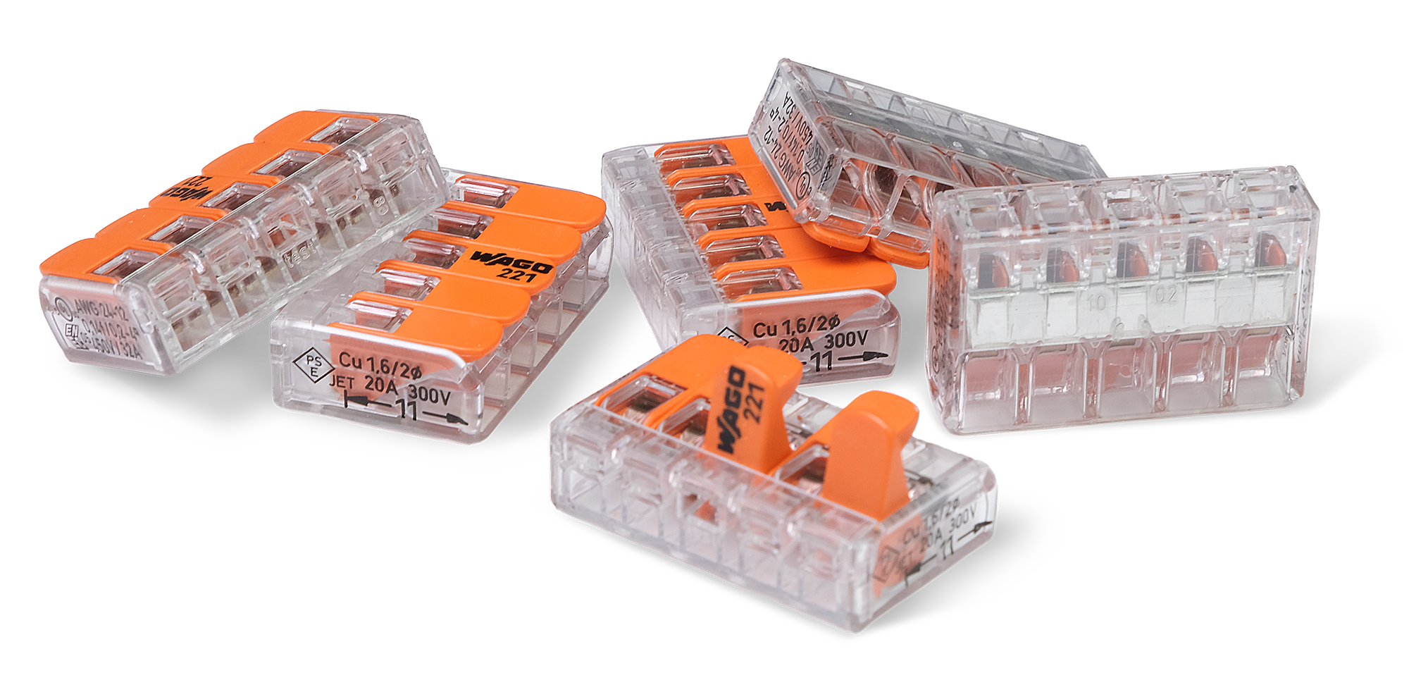 Wago 221 – 415 Splicing connector with levers – 5 – conductor 30 – P – produktbild framifrån | Wago