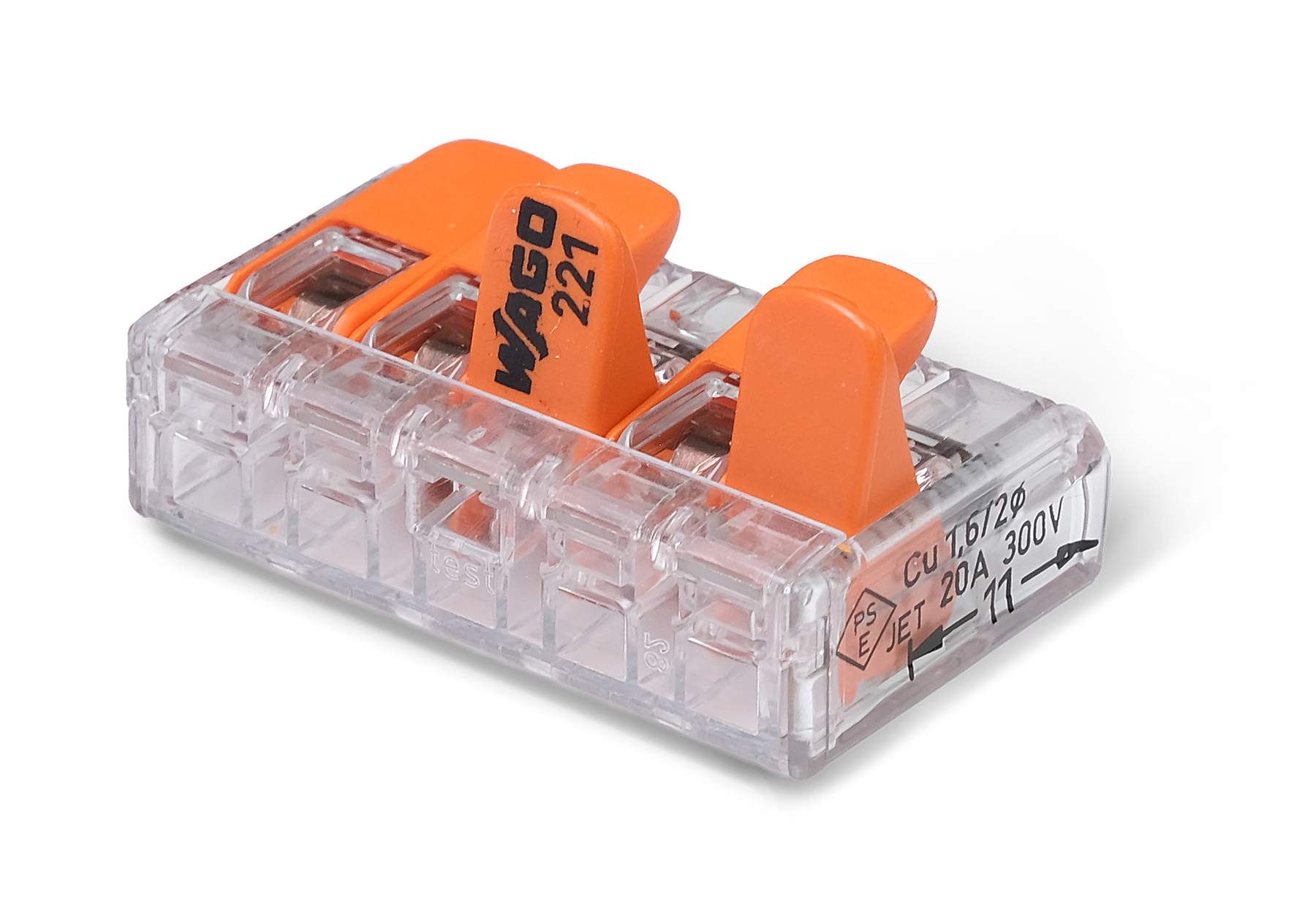 Wago 221 – 415 Splicing connector with levers – 5 – conductor 10 – P – produktvy från sidan | Wago