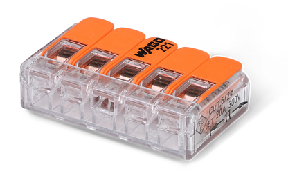 Wago 221 – 415 Splicing connector with levers – 5 – conductor 30 – P – närbild detaljer | Wago