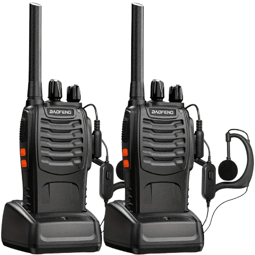 Walkie Talkie 2-pack – tvåvägsradio med LED-lampa och USB-laddning – produktbild framifrån | Carlevel