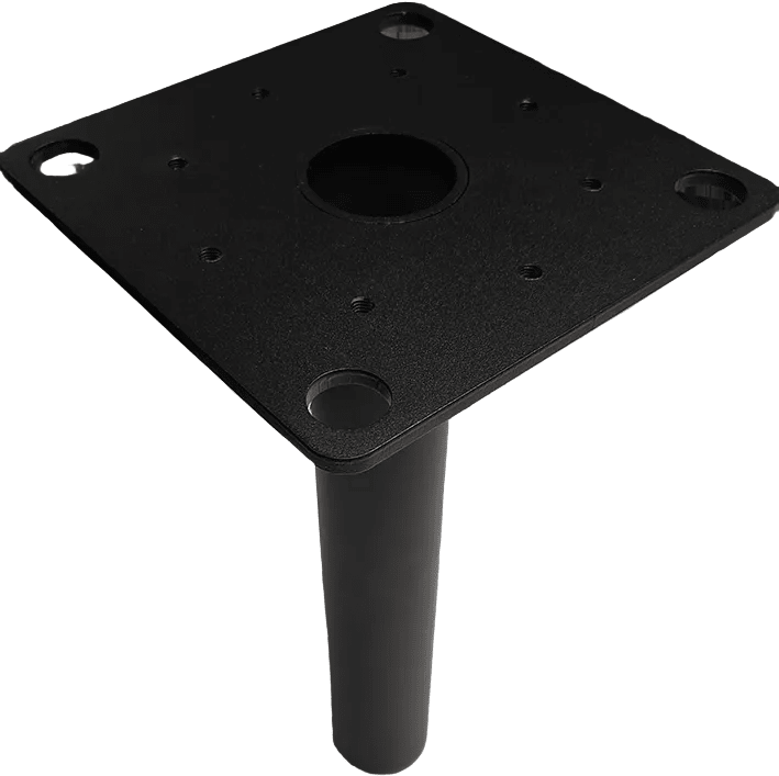 Adapter 60 mm rör till bottenplatta 200x200 160 c/c – svart pulverlack S-Line till laddbox – produktbild framifrån | S-Line