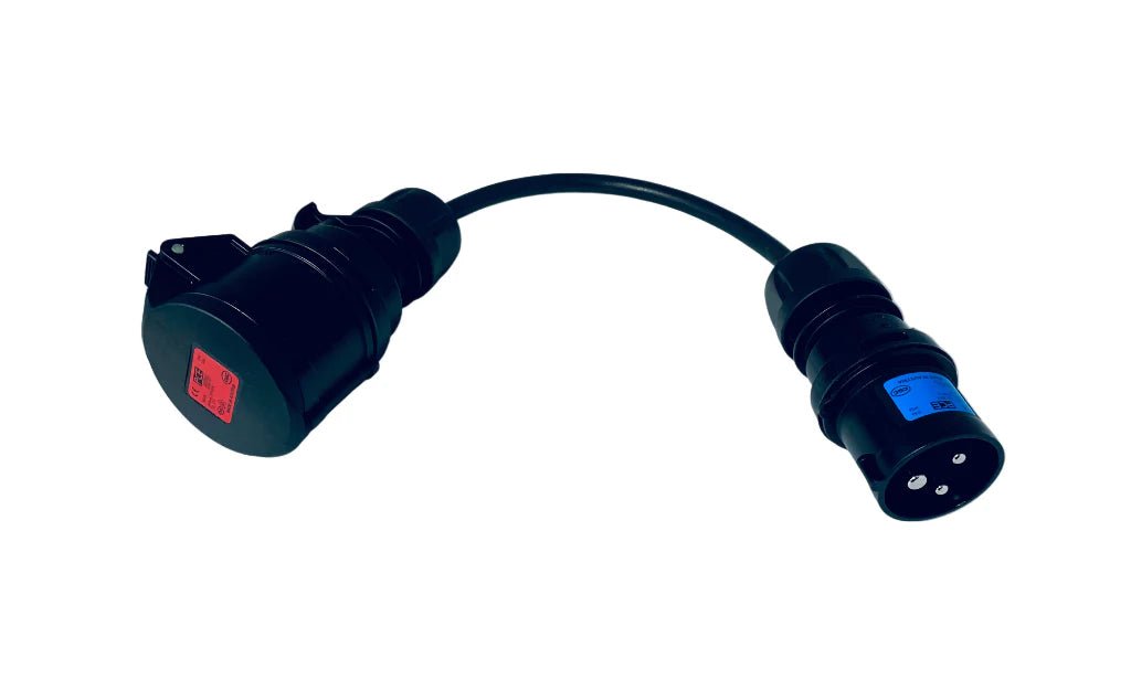 Adapter CEE 1 - fas 16A hane till CEE 3 - fas 16A hona - Carlevel - Laddningsadaptrar