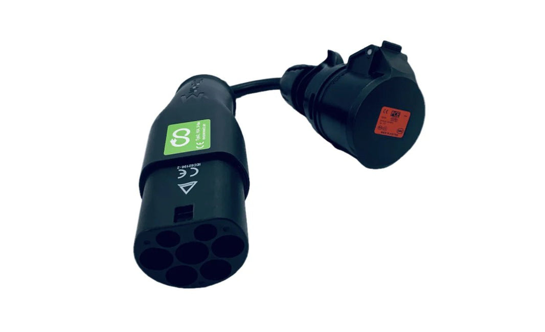 produktbild framifrån visande Adapter Typ 2 till CEE 3-fas 400V 16A/32A Mode 3 – Evconnect – Evconnect