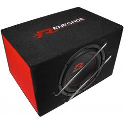 produktbild framifrån visande Aktiv baslåda 10" 200W RMS Renegade RXV1000A – 400W max 30–250 Hz – Renegade