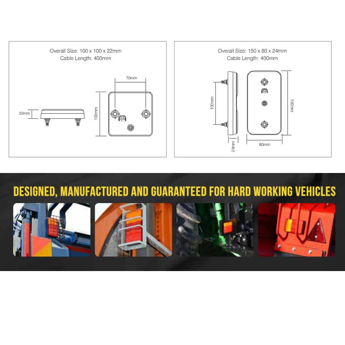 Baklampa 150ARME10 – 10m kabel – 12/24V - Carlevel AB - Fordon och delar > Fordonsdelar > Belysning > Bakljus