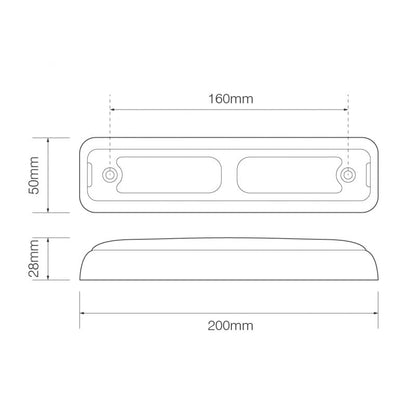 Baklampa 200mm Kombo – Svart - Carlevel AB - Fordon och delar > Fordonsdelar > Belysning > Bakljus
