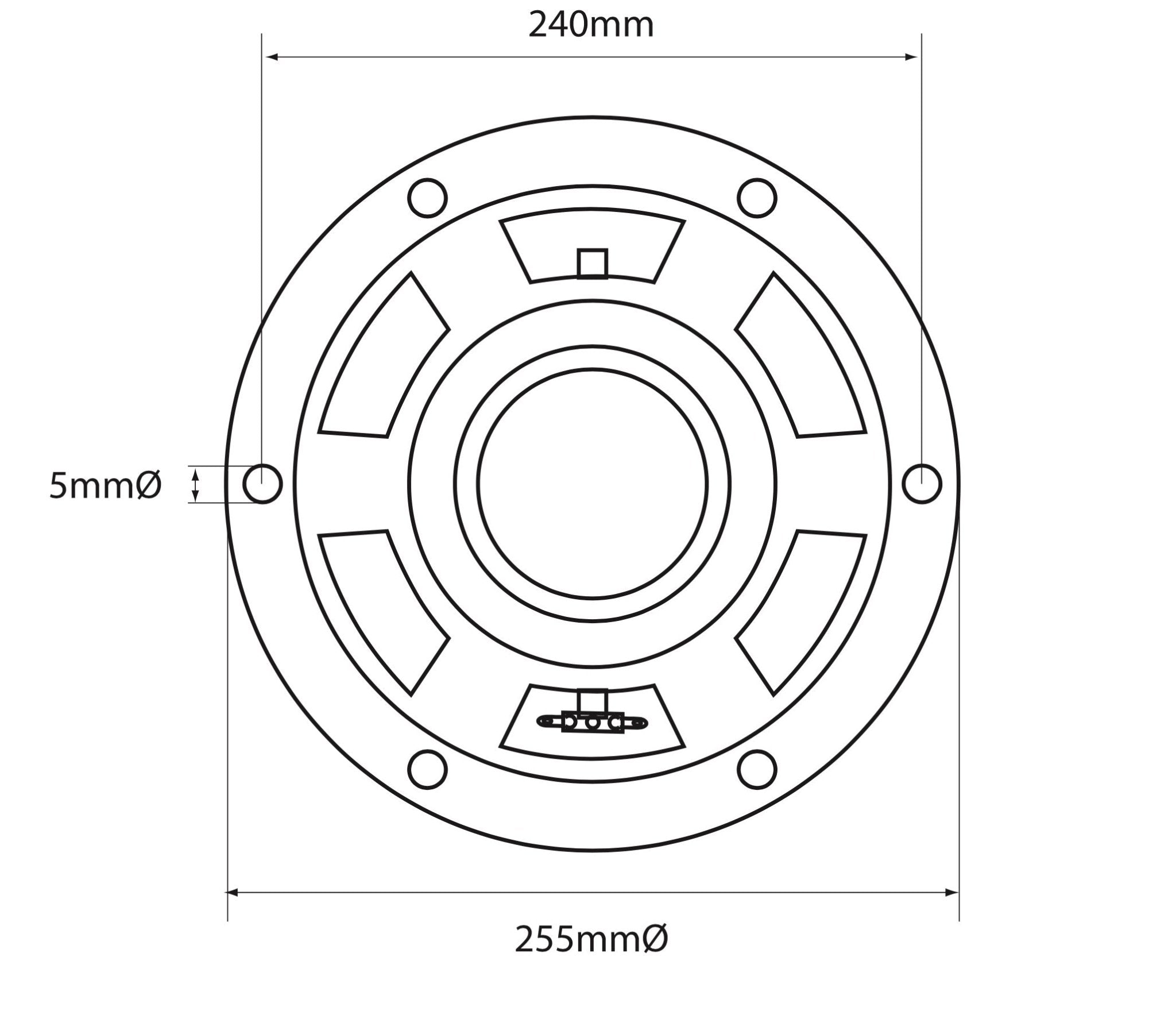 Baselement 10" 300W QTX – Ventilerad magnet 8 Ohm bil PA HiFi – närbild detaljer | QTX